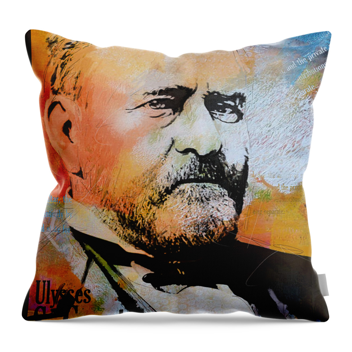 Ulysses S. Grant Throw Pillow featuring the painting Ulysses S. Grant by Corporate Art Task Force