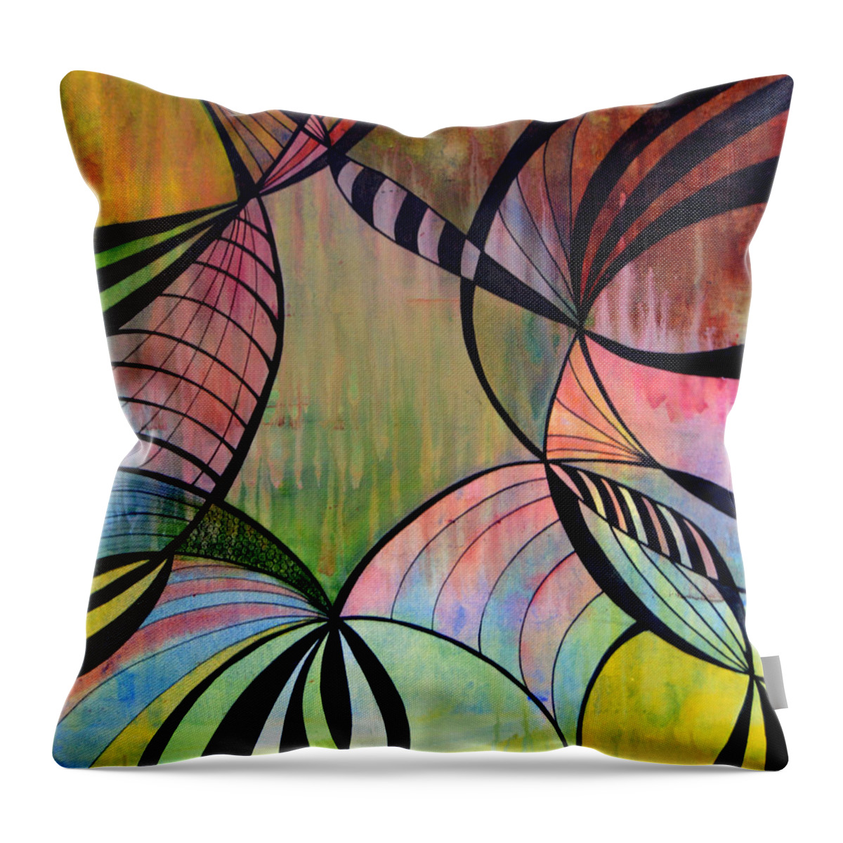 Stained Glass Throw Pillow featuring the painting Un Stained Glass by Lynellen Nielsen
