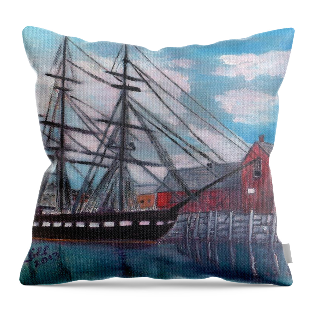 Bradley Wharf Throw Pillow featuring the painting Unconstitutional by Cliff Wilson