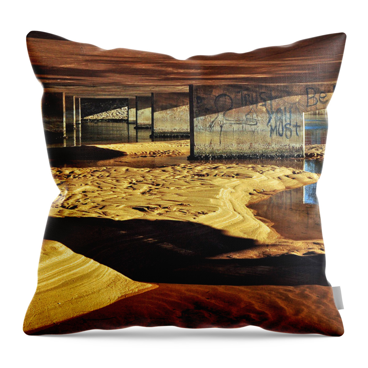 Under The Bridge Throw Pillow featuring the photograph Under the Bridge by Kaye Menner