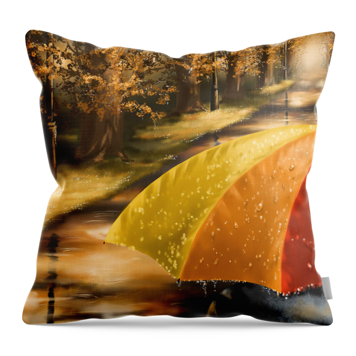 Rain Throw Pillow featuring the painting Under the rain by Veronica Minozzi