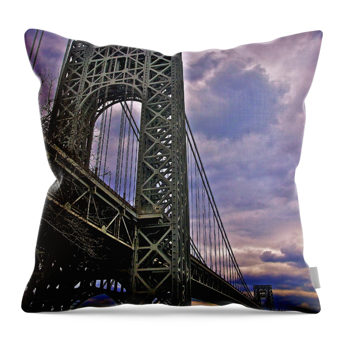 George Washington Bridge Throw Pillow featuring the photograph Under the Span by Mark Miller
