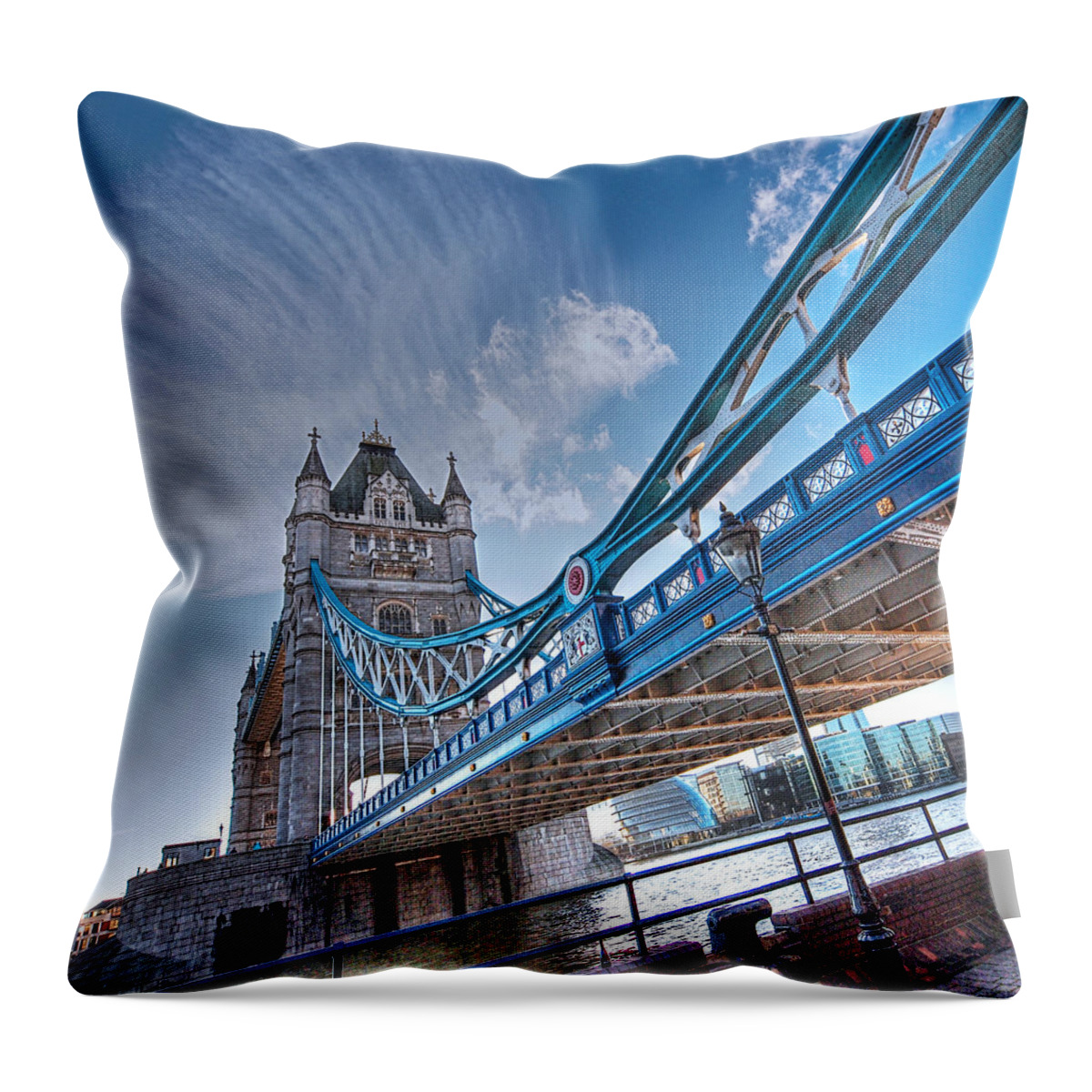 London Throw Pillow featuring the photograph Under Tower Bridge London by Gill Billington