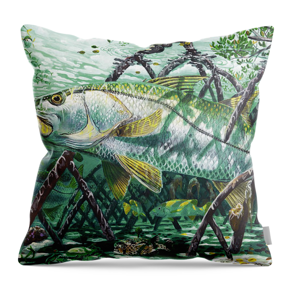 Snook Throw Pillow featuring the painting Undercover In0022 by Carey Chen