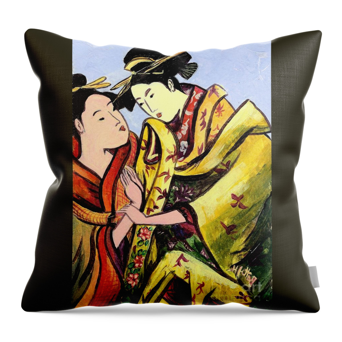 Colorful Throw Pillow featuring the painting Understanding by Elisabeta Hermann