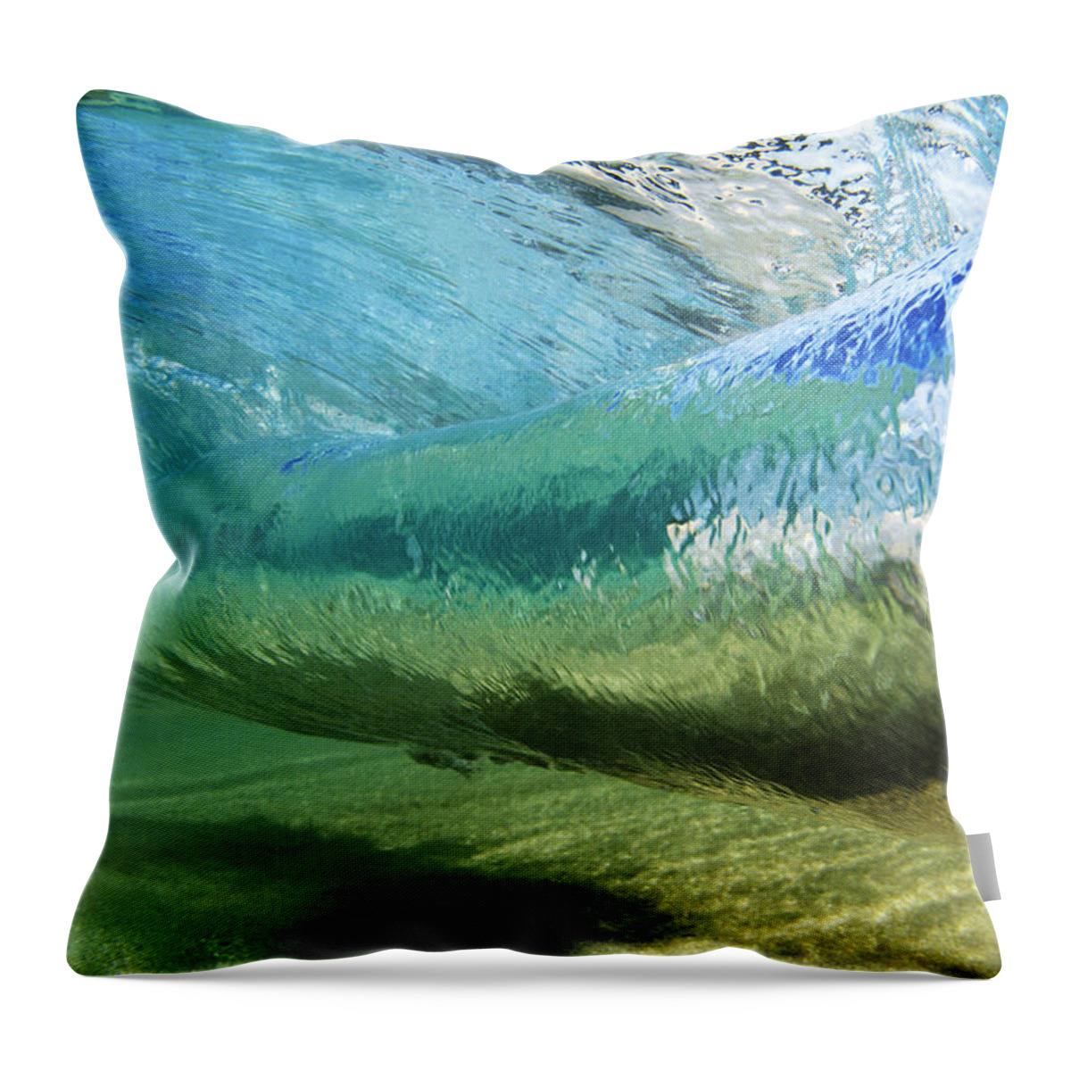 Amaze Throw Pillow featuring the photograph Underwater Wave Curl by Vince Cavataio - Printscapes