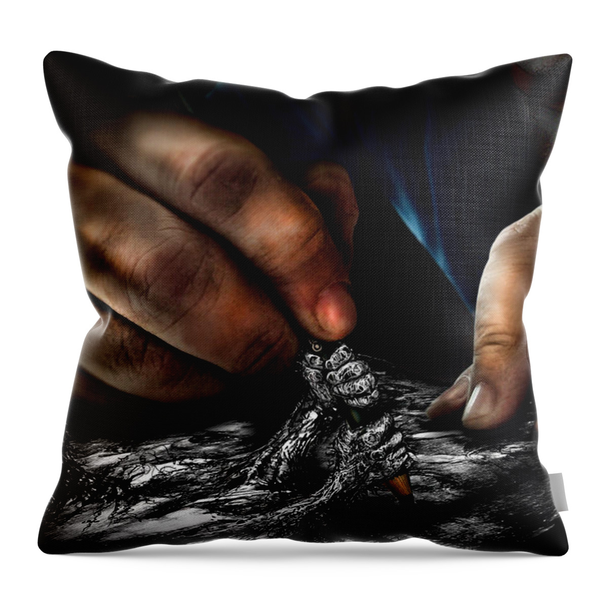 Hands Throw Pillow featuring the digital art Unfinished by Alessandro Della Pietra