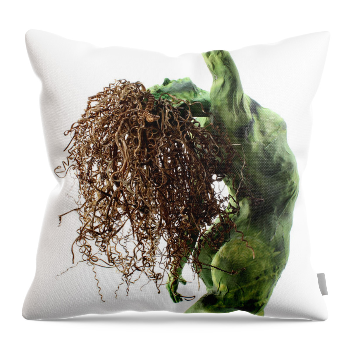 Art Throw Pillow featuring the sculpture Unfurled back view detail by Adam Long