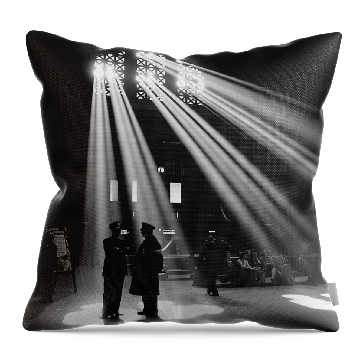 Jack Delano Throw Pillow featuring the digital art Union Station Chicago by Jack Delano
