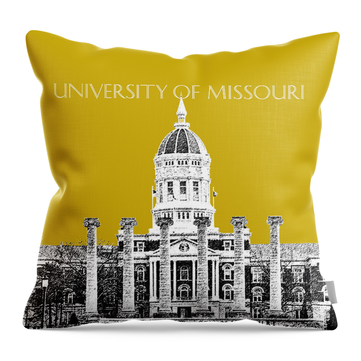 University Throw Pillow featuring the digital art University of Missouri - Gold by DB Artist