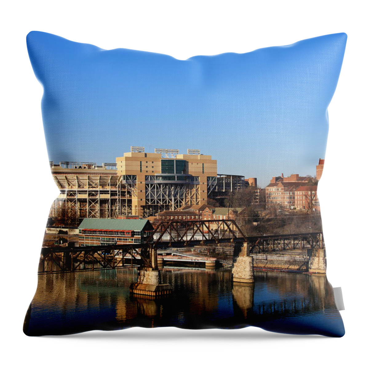 Neyland Stadium Throw Pillow featuring the photograph University of Tennessee by Melinda Fawver
