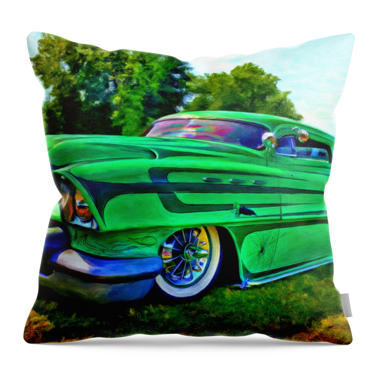 1950's Mercury Throw Pillow featuring the painting Unleaded by Michael Pickett