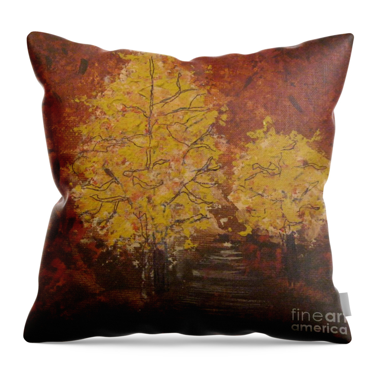 Trees Throw Pillow featuring the painting Unlikely Companions by Jacqui Hawk