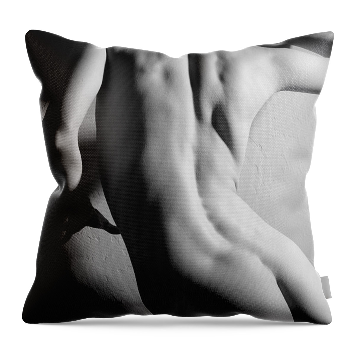 Nude Throw Pillow featuring the photograph Untitled in Black And White by Joe Kozlowski
