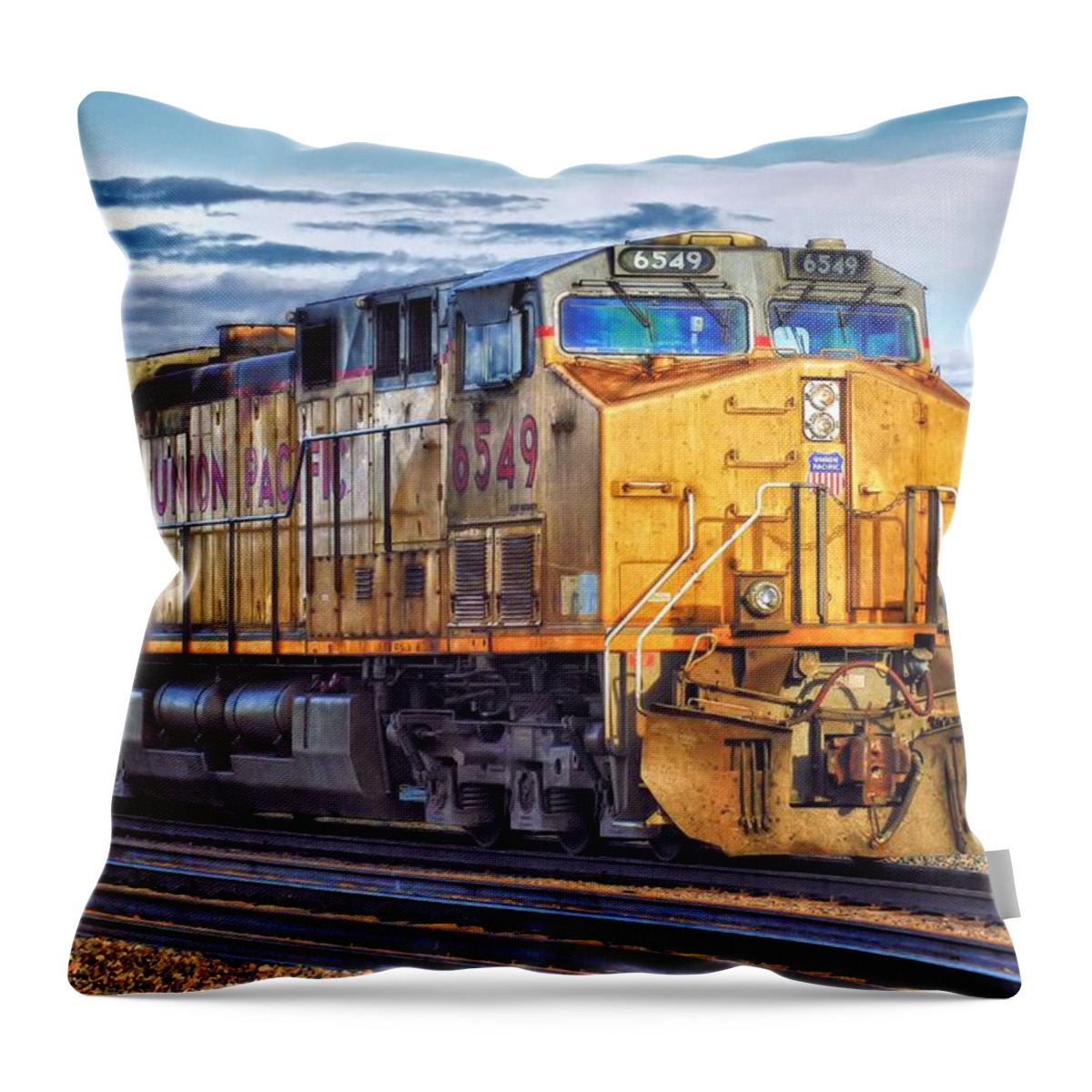Locomotive Throw Pillow featuring the photograph Up 6549 by Bill Kesler