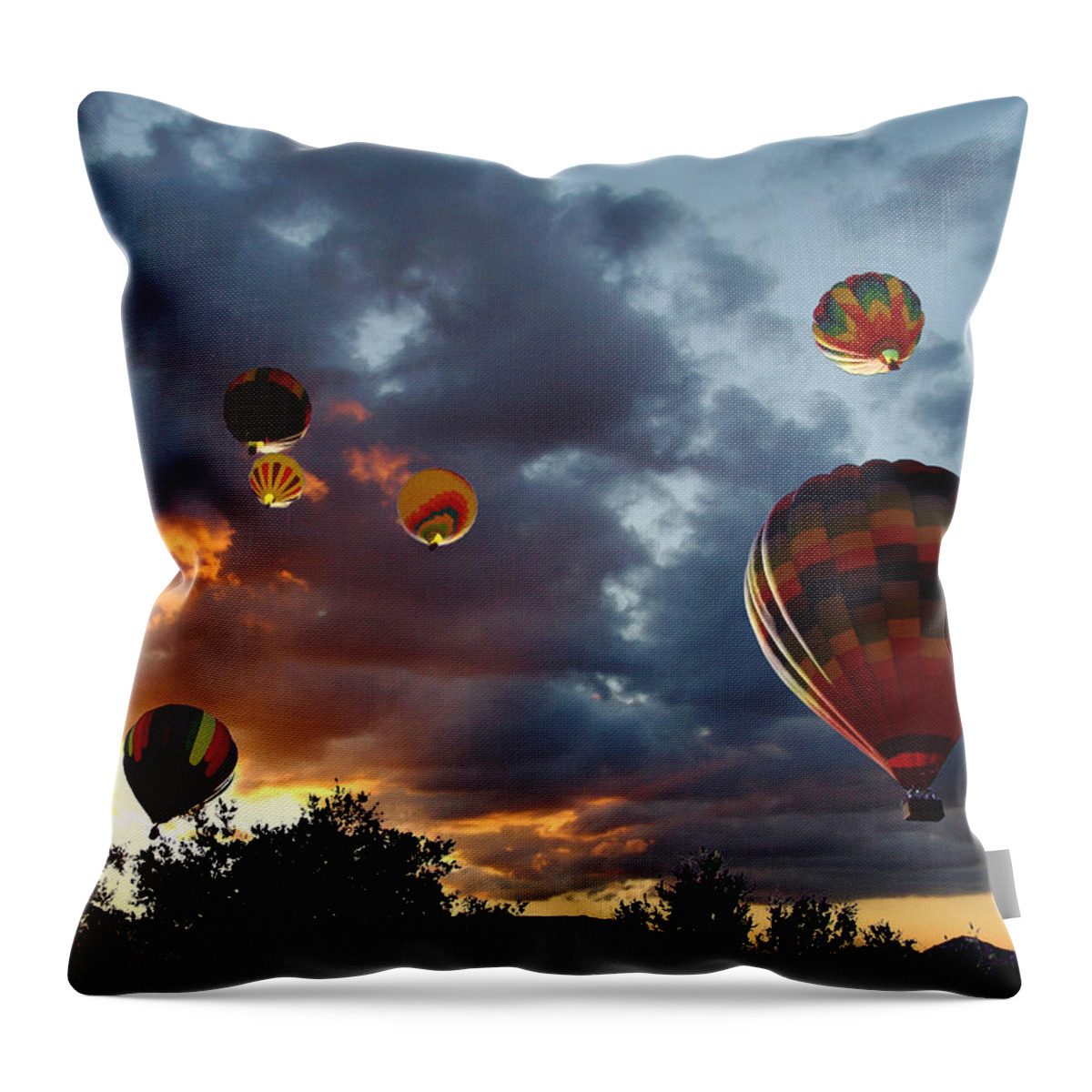 Hot Air Balloons Throw Pillow featuring the photograph Up Up and Away - Hot Air Balloons by Glenn McCarthy Art and Photography