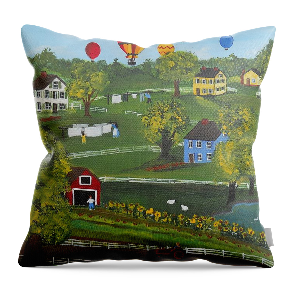 Landscape Throw Pillow featuring the painting Up Up and Away by Virginia Coyle