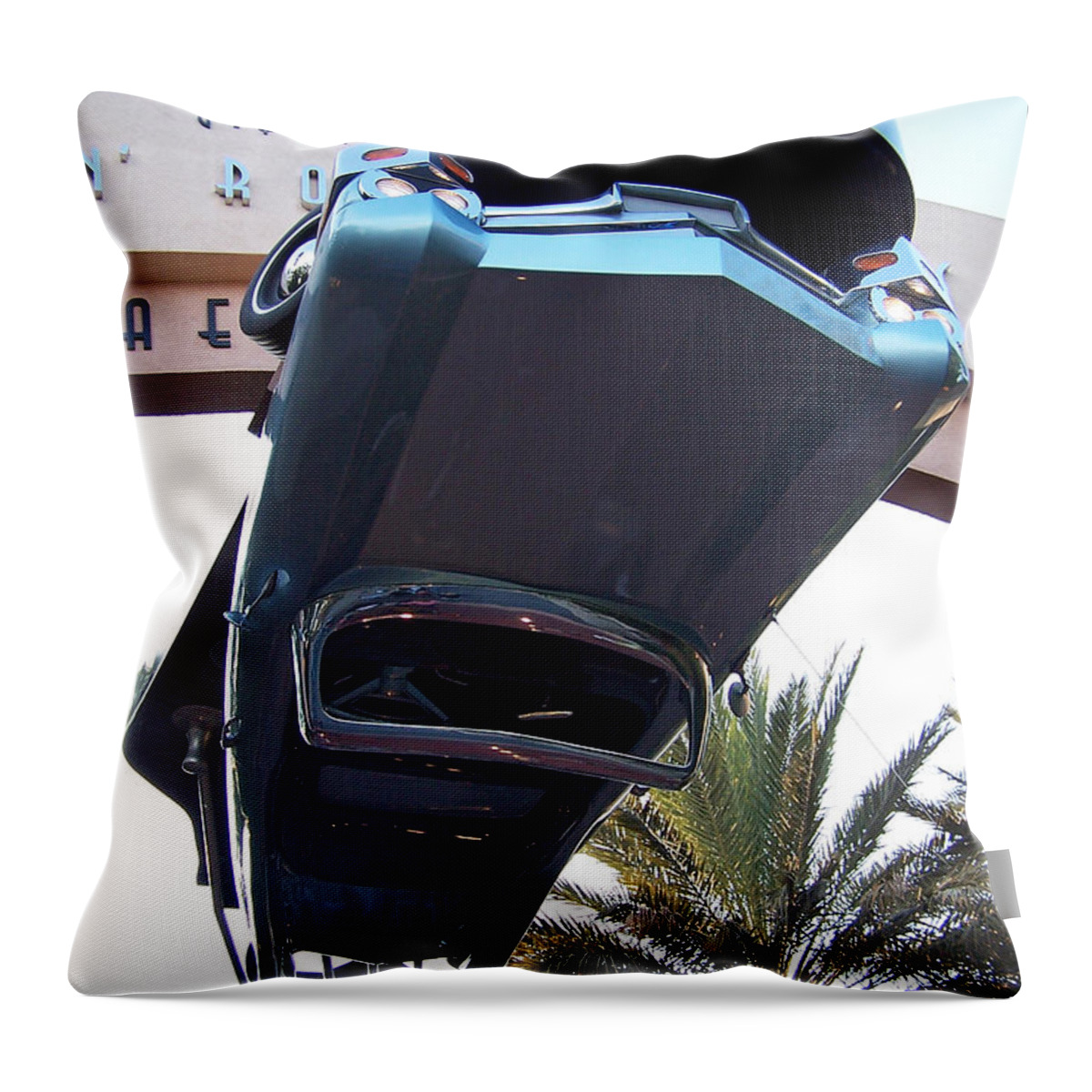 Disney Throw Pillow featuring the photograph Upside Down Car by Tom Doud