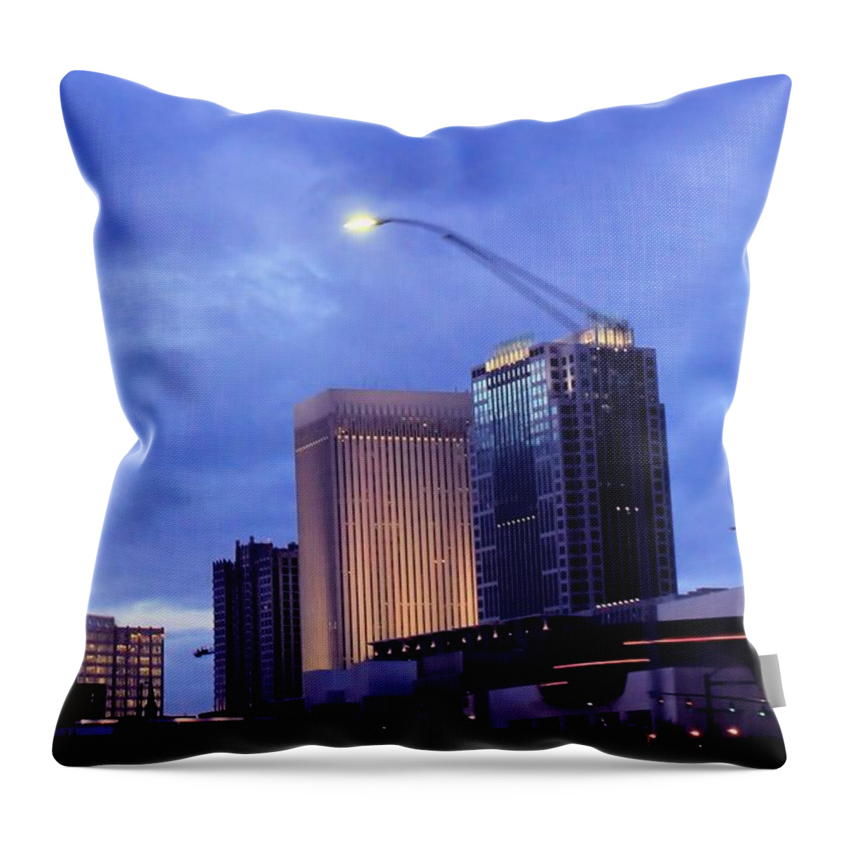 Landscape Throw Pillow featuring the photograph Uptown at Night by Morgan Carter