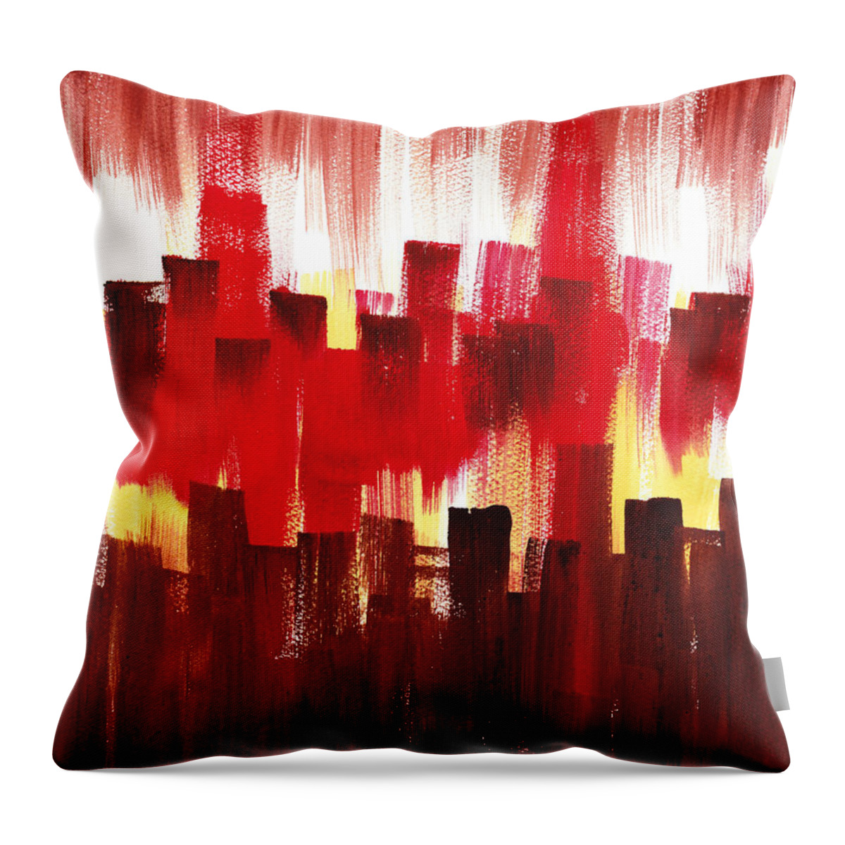 Abstract Throw Pillow featuring the painting Urban Abstract Evening Lights by Irina Sztukowski