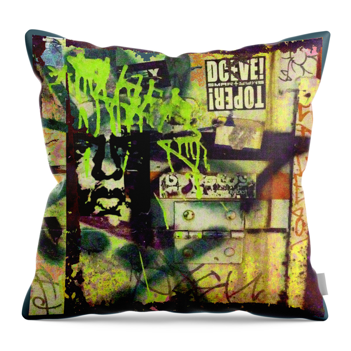 Abstract Throw Pillow featuring the painting Urban Graffiti Abstract 5 by Tony Rubino