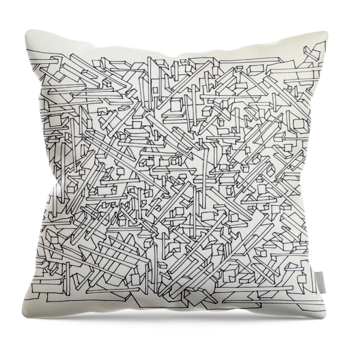 Pen And Ink Drawing Throw Pillow featuring the drawing Urban Planning by Nancy Kane Chapman