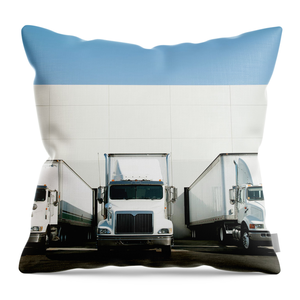 Freight Transportation Throw Pillow featuring the photograph Usa, California, Santa Ana, Trucks And by Tetra Images - Erik Isakson