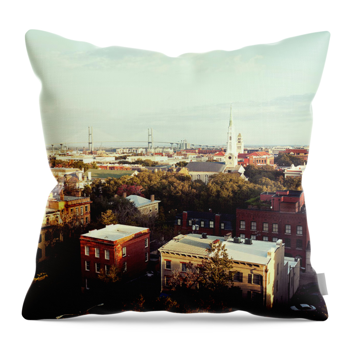 Scenics Throw Pillow featuring the photograph Usa, Georgia, Savannah, Cityscape by Henryk Sadura