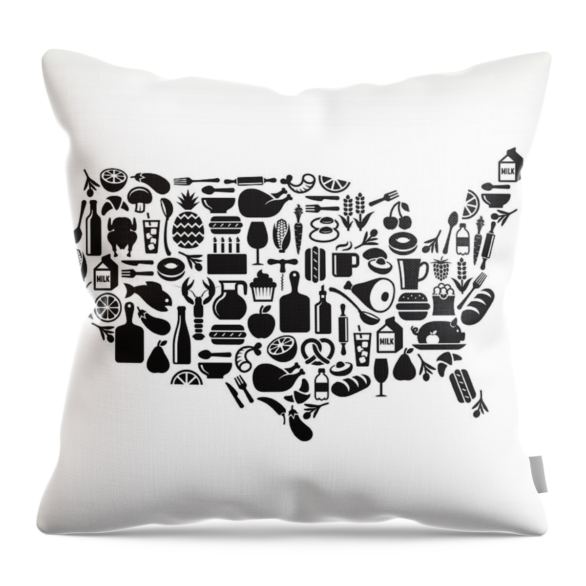 Chicken Meat Throw Pillow featuring the digital art Usa Map Food & Drink Royalty Free by Bubaone