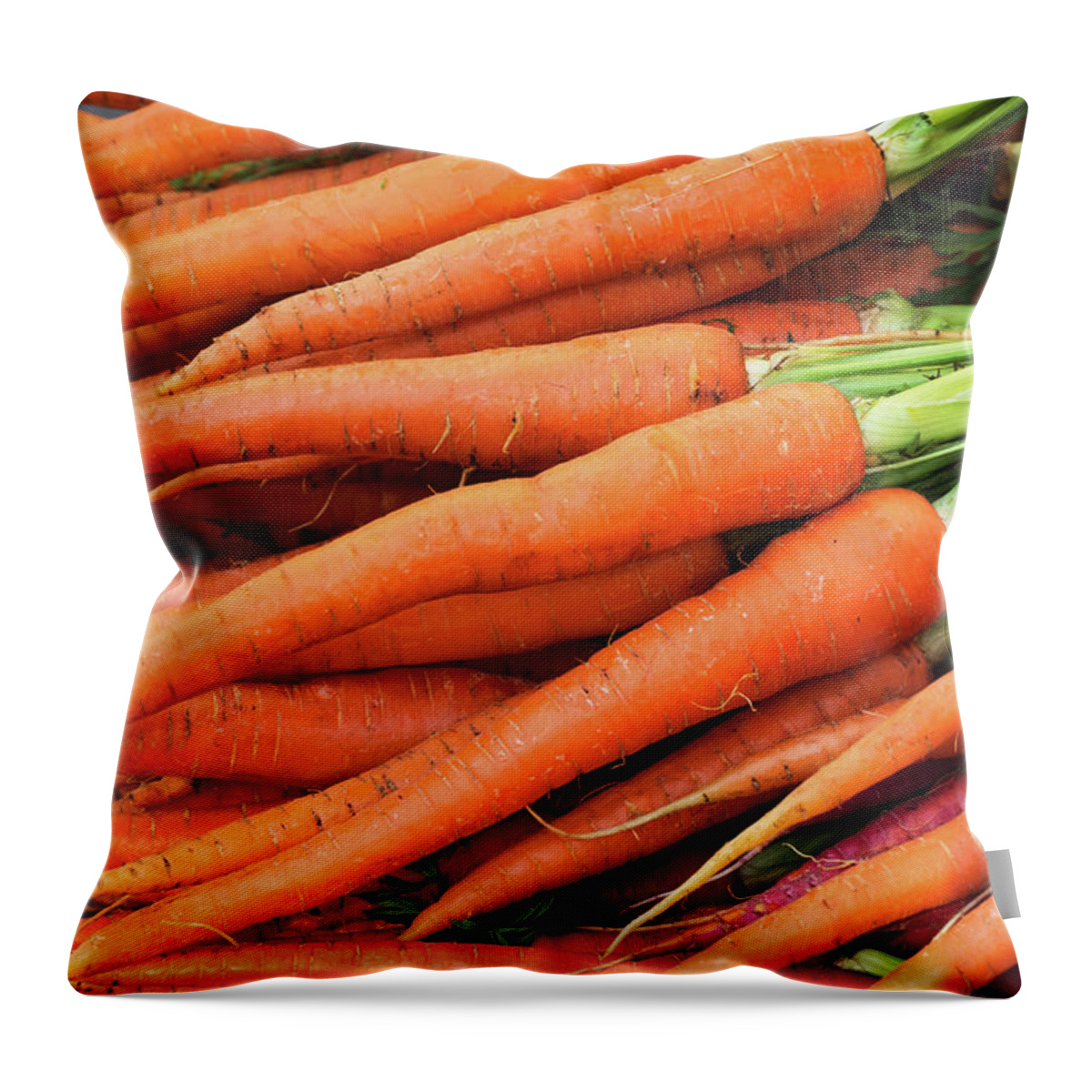 Orange Color Throw Pillow featuring the photograph Usa, New York City, Fresh Carrots by Tetra Images
