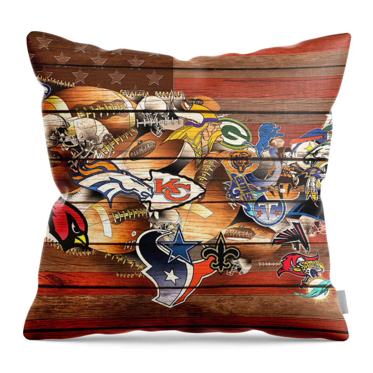 Nfl Throw Pillow featuring the painting Usa Nfl Map Collage 10 by Bekim M