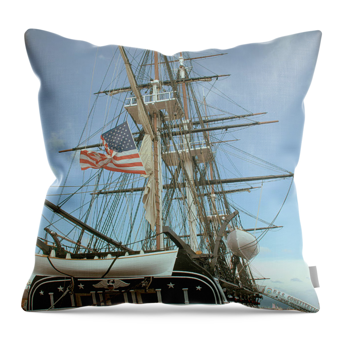 Constitution Throw Pillow featuring the photograph USS Constitution by Jeff Cook