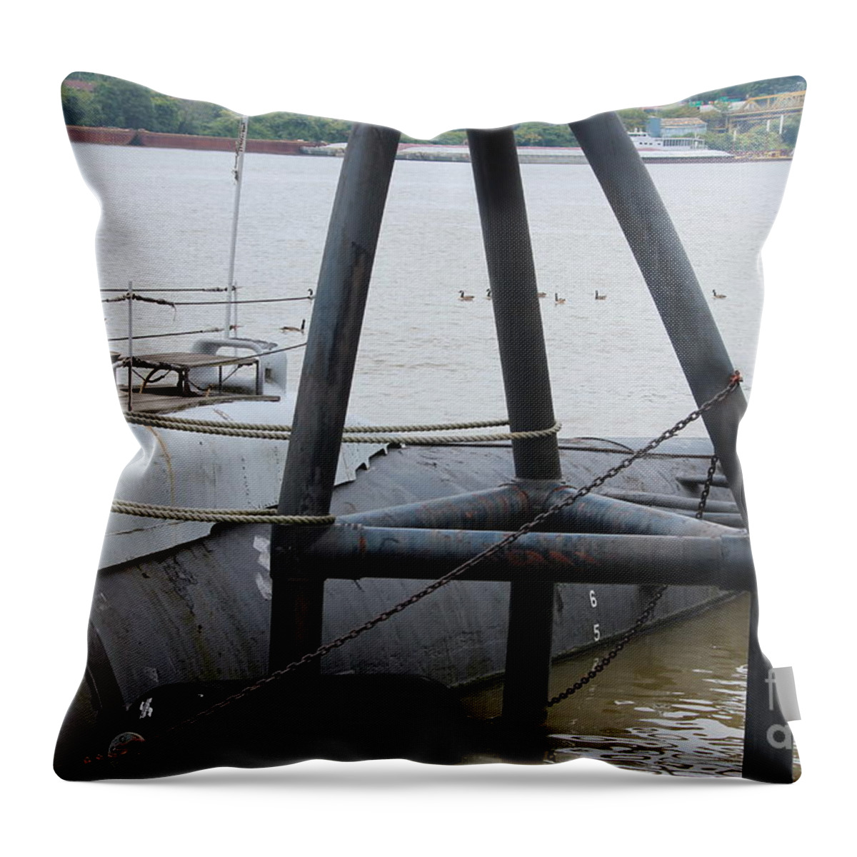 Uss Throw Pillow featuring the photograph USS Requin Submarine SS-481 by Cynthia Snyder
