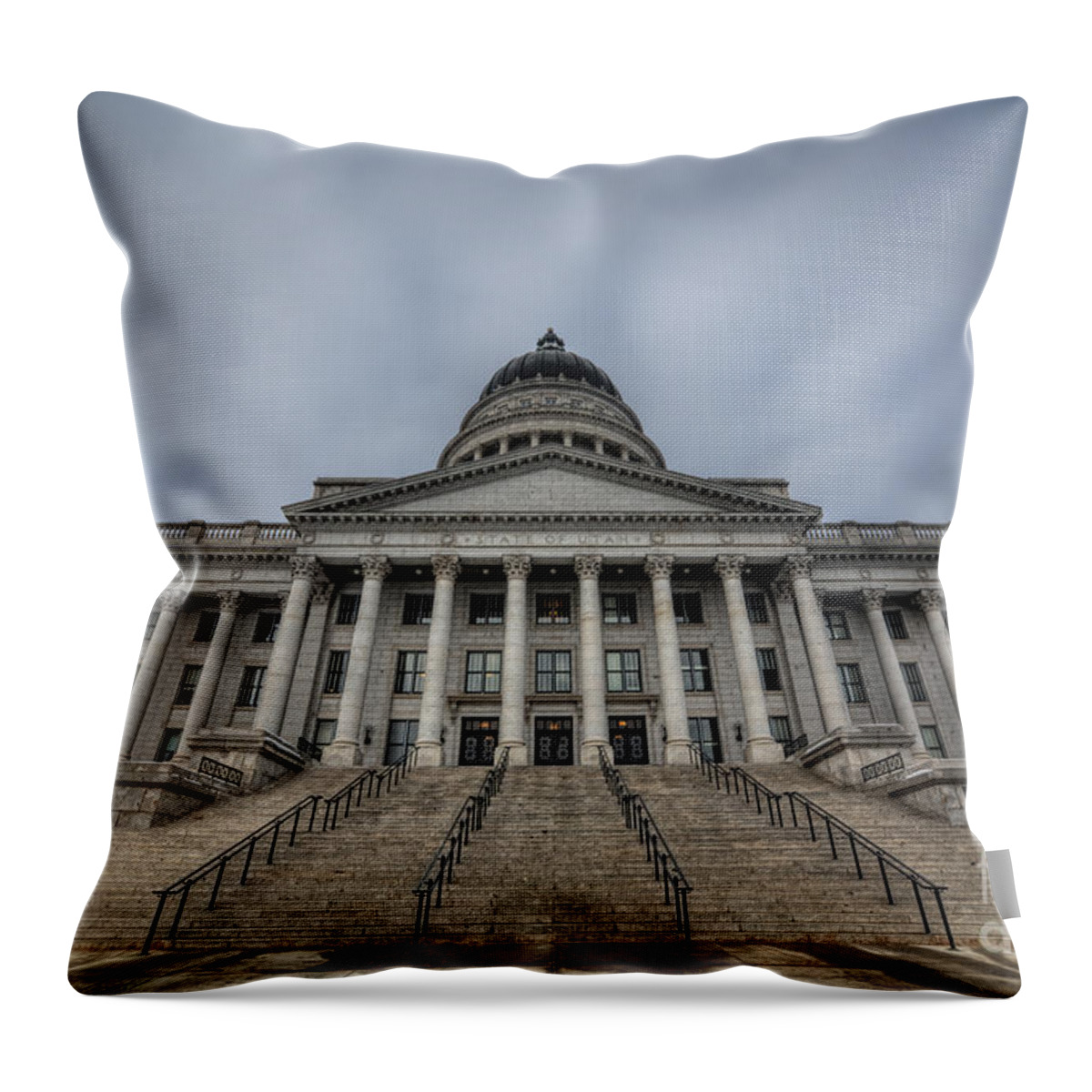 Hdr Throw Pillow featuring the photograph Utah State Capitol Building by Michael Ver Sprill