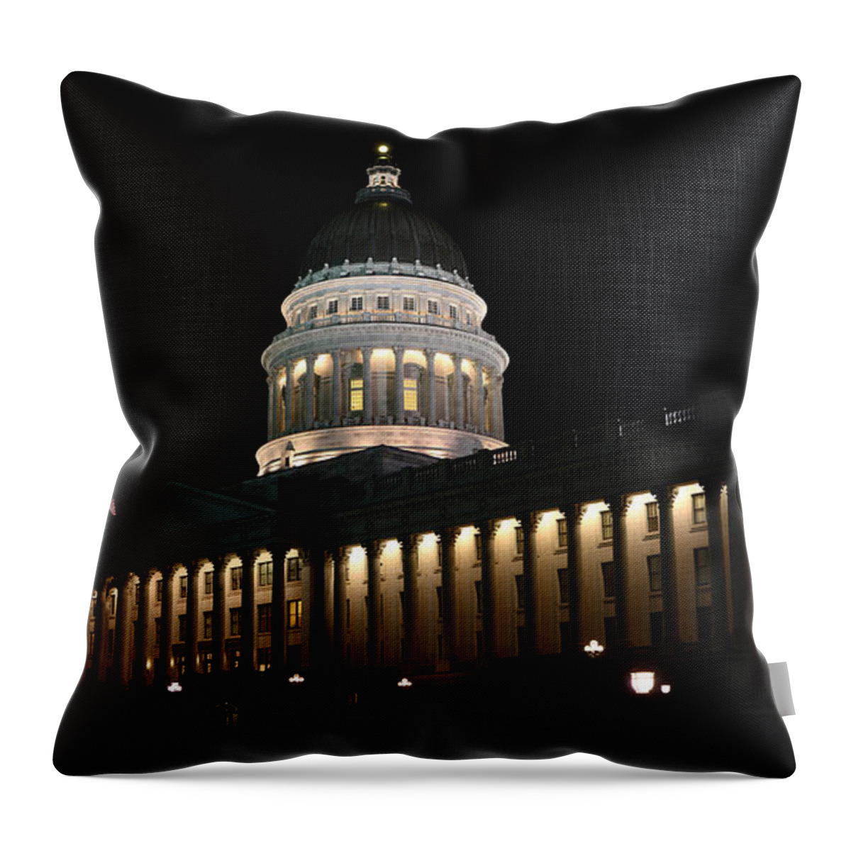 Architecture Throw Pillow featuring the photograph Utah State Capitol East by David Andersen