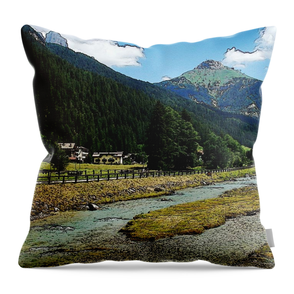 Val Di Fassa Throw Pillow featuring the photograph Val di Fassa by Zinvolle Art