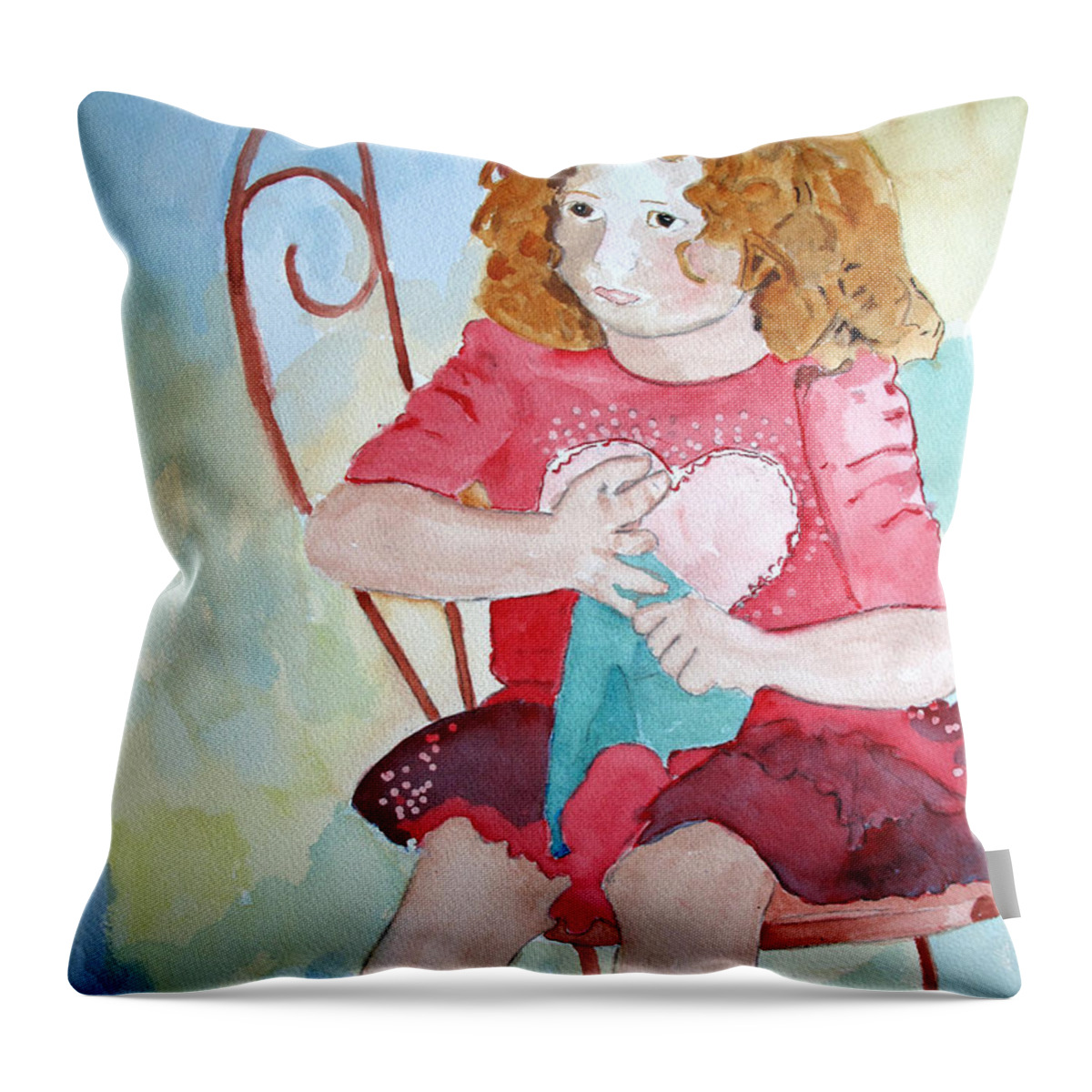 Girl Throw Pillow featuring the painting Valentine by Sandy McIntire
