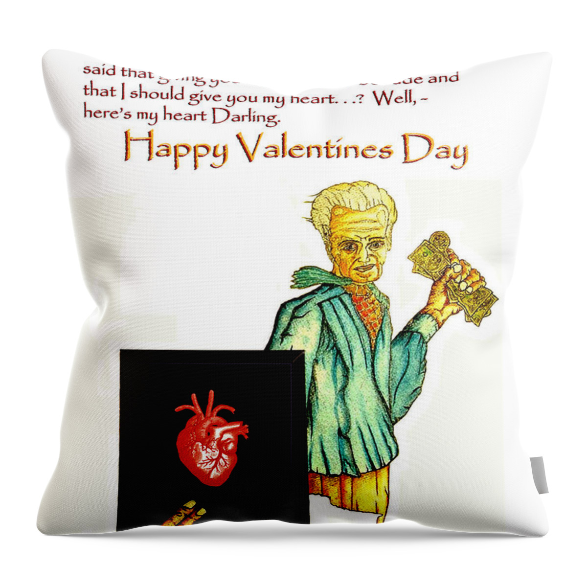 Valentines Day Throw Pillow featuring the painting Valentines Day Heart Card by Michael Shone SR