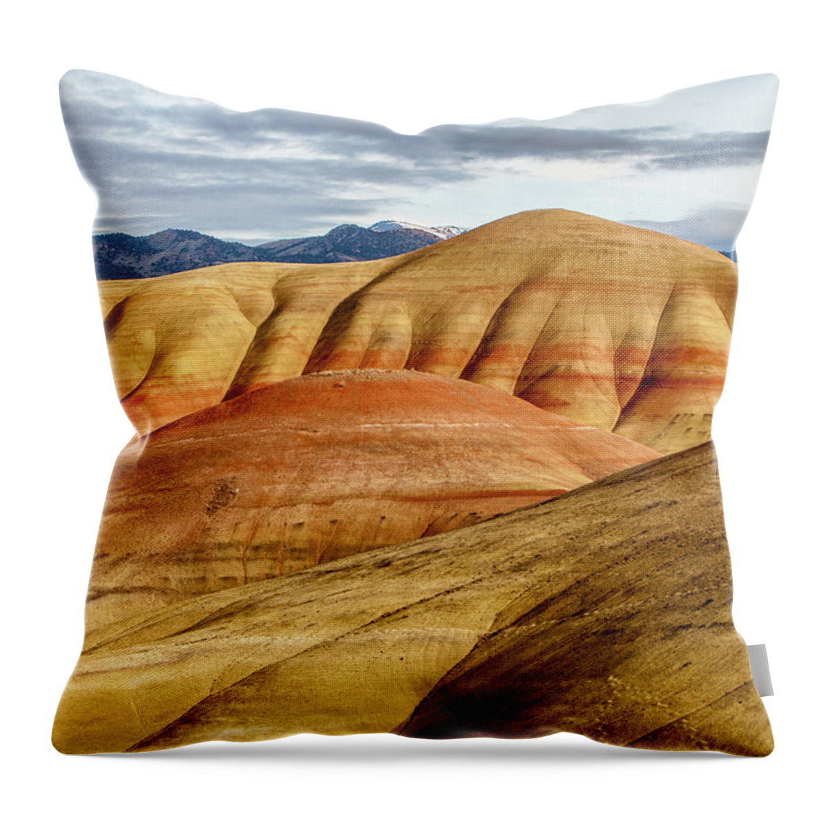 Scenics Throw Pillow featuring the photograph Valentines Painted Hills by Jeffery Phillips Photography