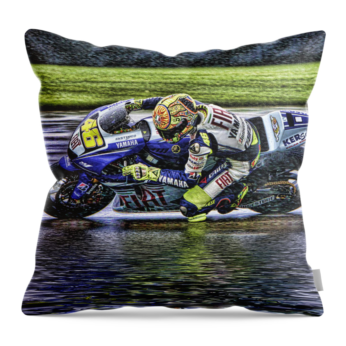 Valentino Rossi Throw Pillow featuring the photograph Valentino Rossi at Indy by Blake Richards