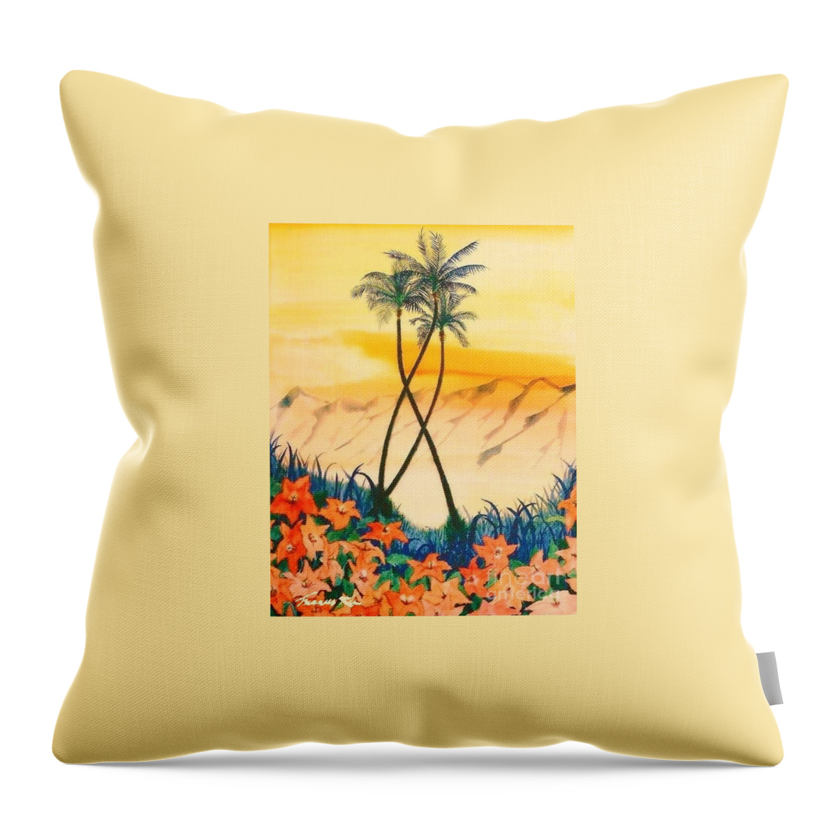 Palm Trees Throw Pillow featuring the painting Valley of Dreams by Frances Ku