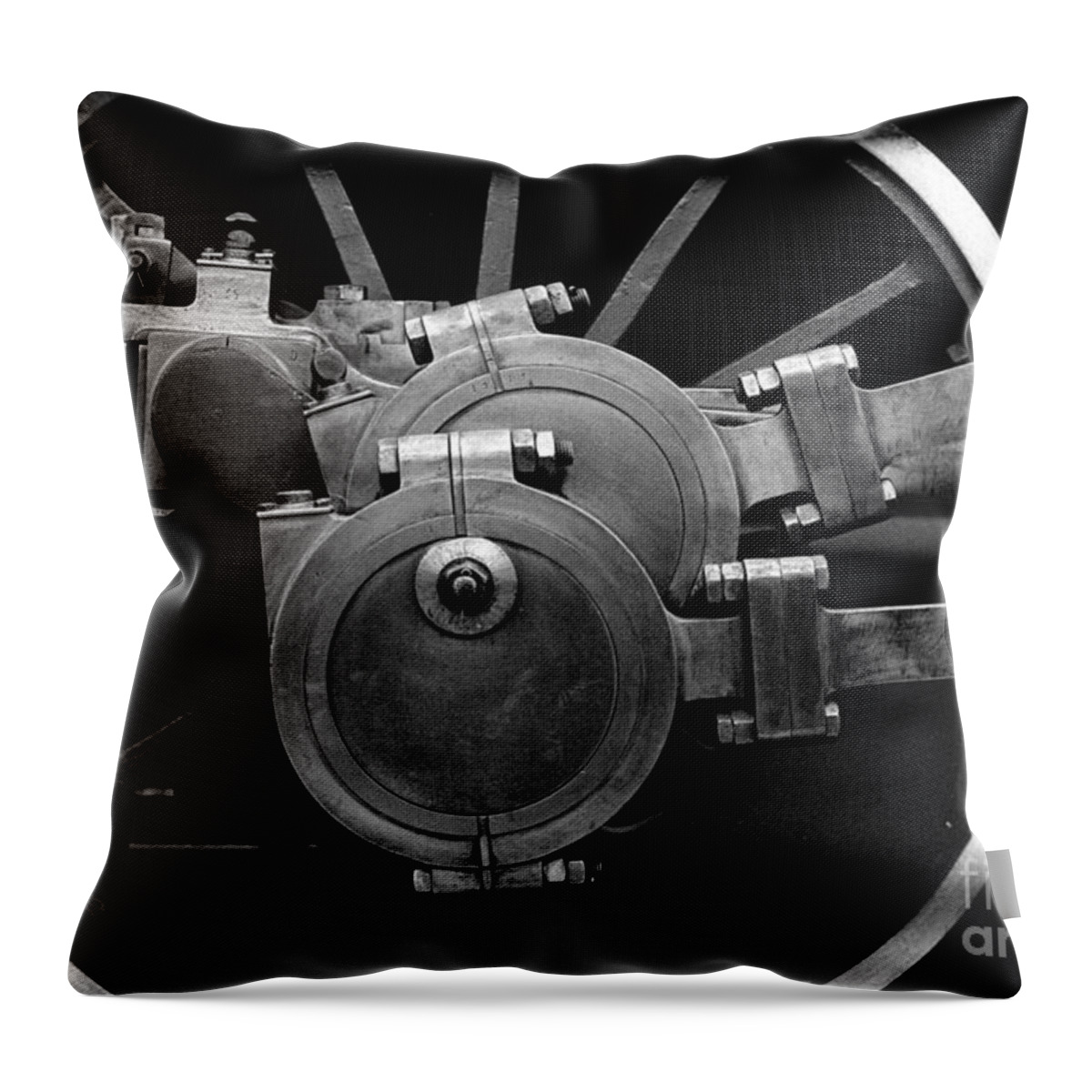 Steam Throw Pillow featuring the photograph Valve gear and Wheel by Riccardo Mottola