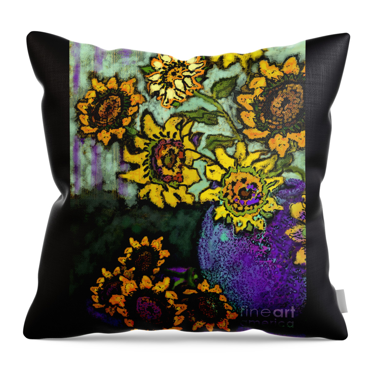Vincent Throw Pillow featuring the digital art Van Gogh Sunflowers Cover by Carol Jacobs