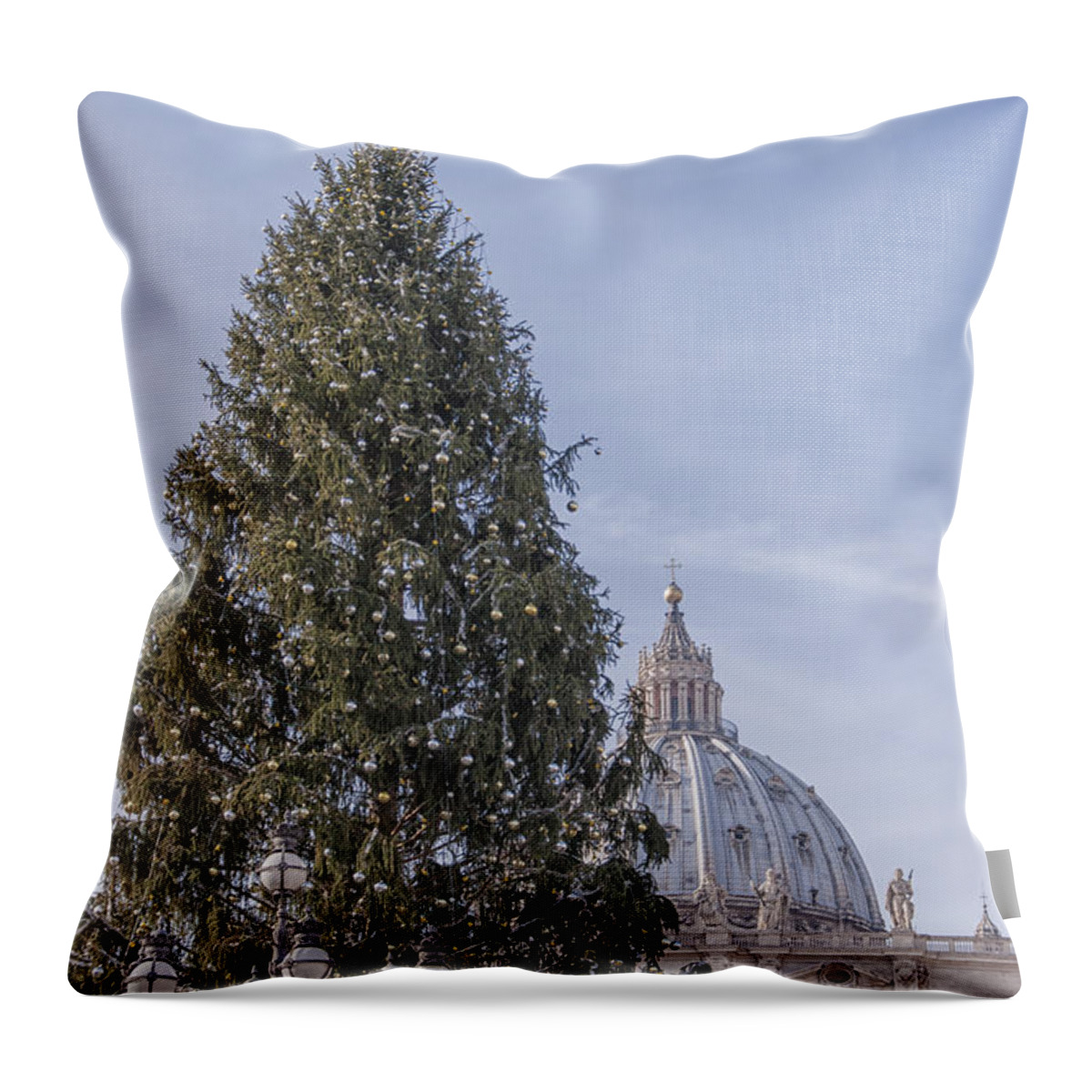 Christmas Throw Pillow featuring the photograph Vatican Christmas Tree by Antony McAulay