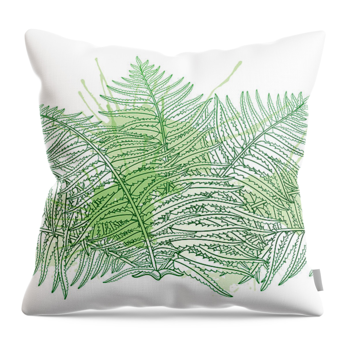 Season Throw Pillow featuring the digital art Vector Drawing Of Outline Fossil Forest by Bokasana