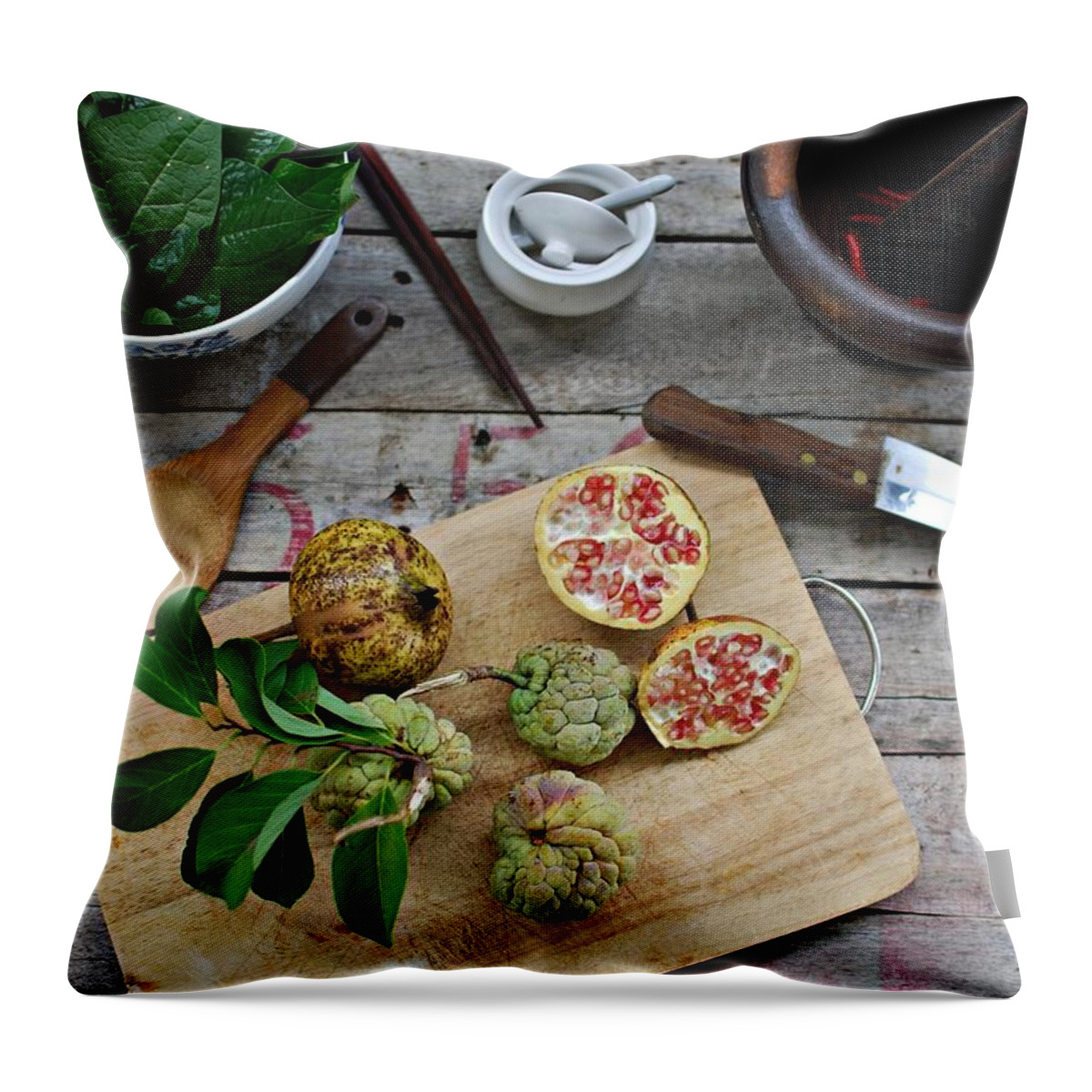 Cutting Board Throw Pillow featuring the photograph Vegetables by Hoaixh