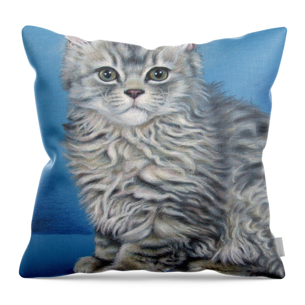 Cat Throw Pillow featuring the drawing Velvet Kitten by Nicole Zeug
