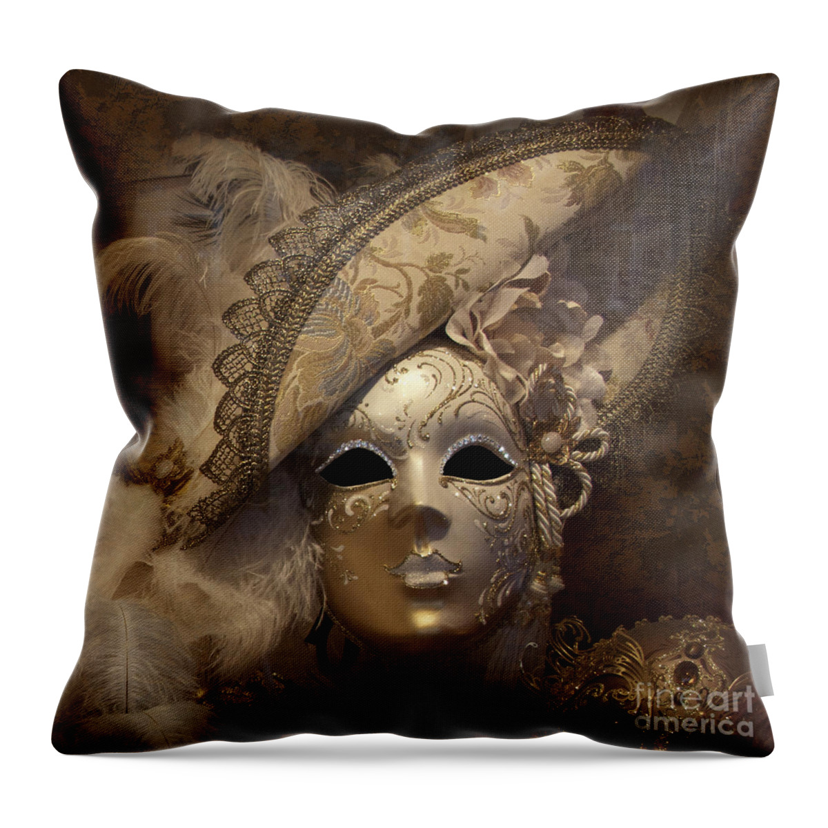 Mask Throw Pillow featuring the photograph Venetian Face Mask F by Heiko Koehrer-Wagner