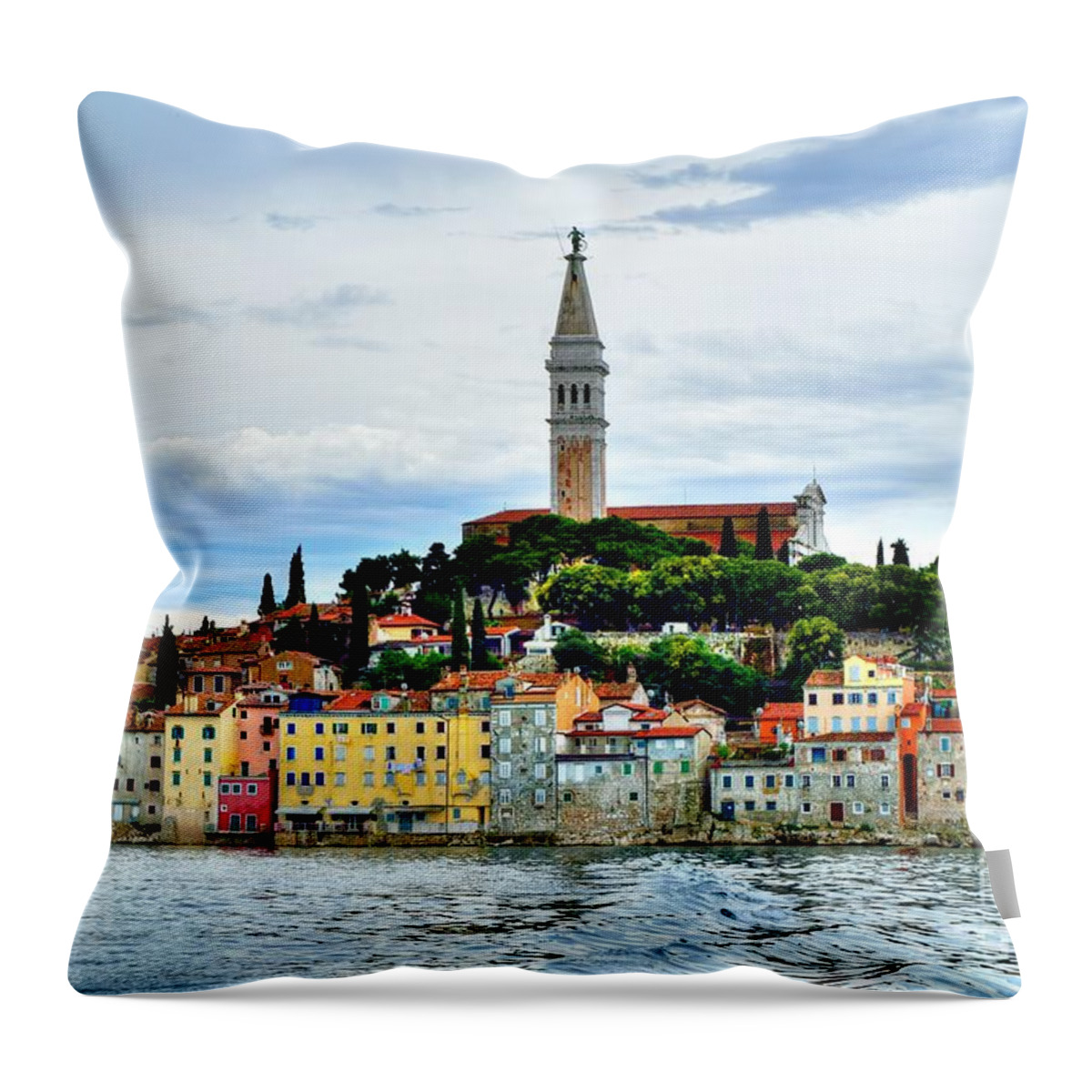 Top Artist Throw Pillow featuring the photograph Venetian Fortress of Rovinj by Norman Gabitzsch