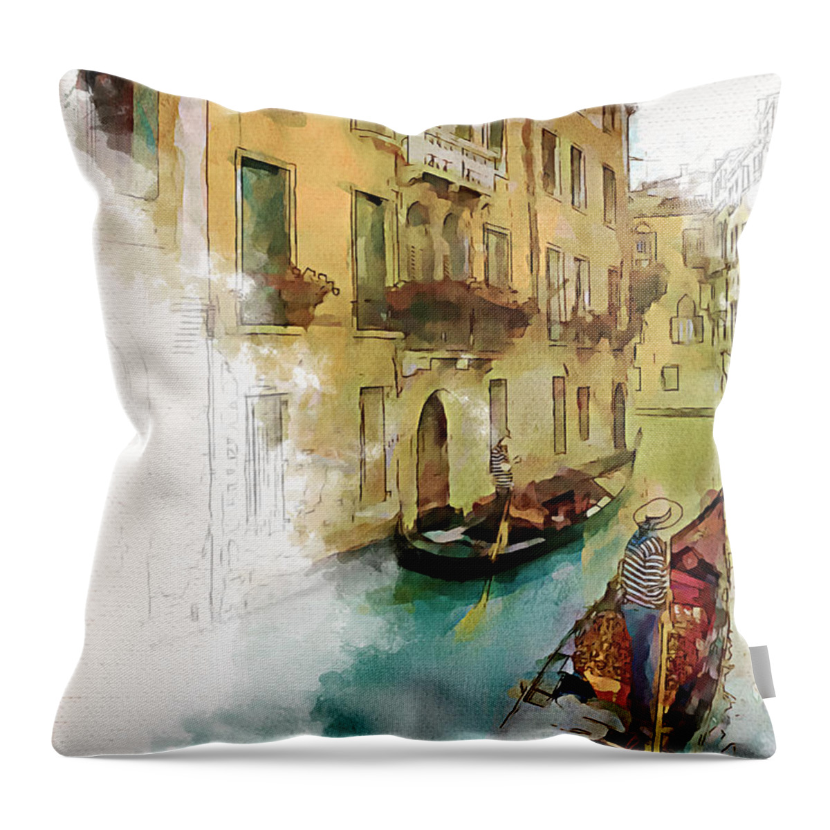 Venice Throw Pillow featuring the painting Venice 1 by Greg Collins